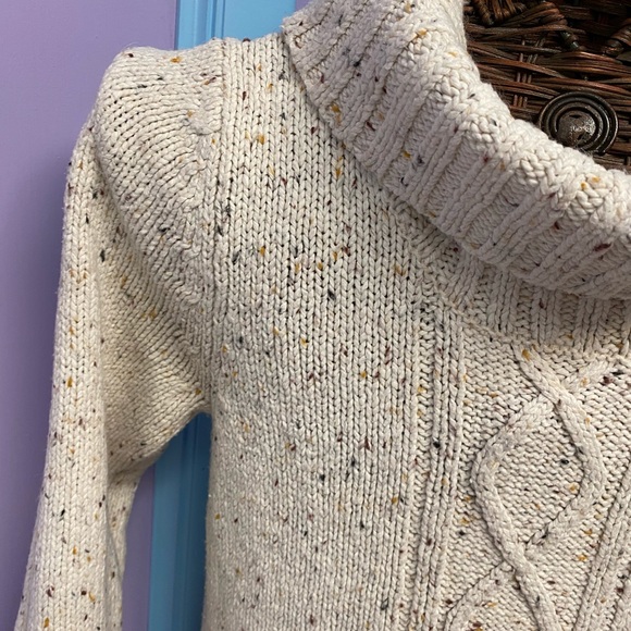 Cute Beige Cowl Neck Sweater with Colorful Rainbow Flecks - Picture 5 of 10